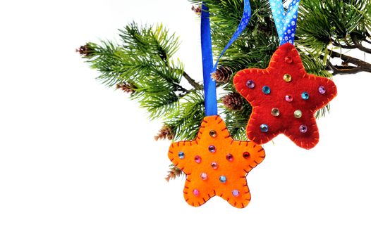 Christmas decorations on a Christmas tree star handmade fleece