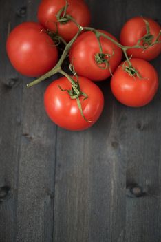 Fresh tomatoes on vintage wooden table