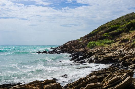 Beach rock and blue sea in Thailand