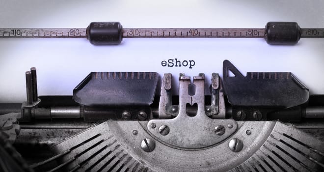 Vintage inscription made by old typewriter, eShop