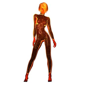 Digital 3D Illustration of a Science Fiction Female; Cutout on white Background