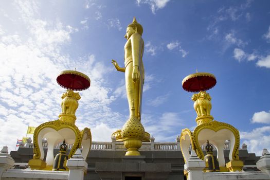 Phra buddha mongkhon maharaj; The largest standing buddha Statue in southem region.  Hatyai Songkhla Thailand.