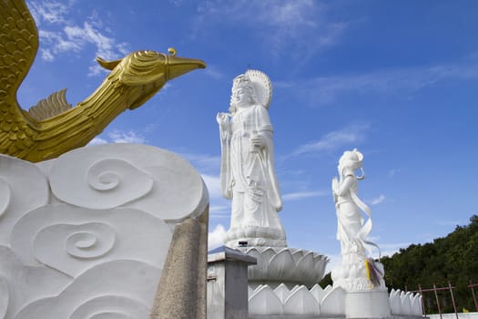 The white jade bodhisattva guan yin pavillion; The most beautiful statue of chaste, the best in southem Thailand.