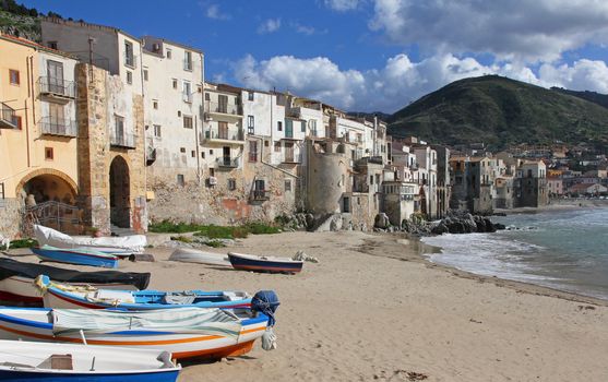 Italy. Sicily island . Province of Palermo. View of Cefalu in spring