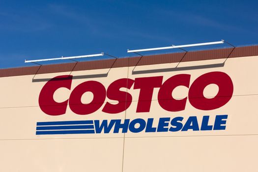 SANTA CLARITA,CA/USA - APRIL 11, 2015: Costco Wholesale store exterior. Costco Wholesale Corporation is a membership-only store and  second largest retailer in the United States.