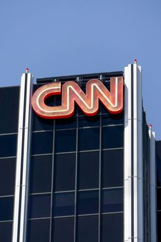 HOLLYWOOD, CA/USA - APRIL 18, 2015: CNN building exterior and logo. Cable News Network (CNN) is an American basic cable and satellite television channel that is owned by Time Warner.