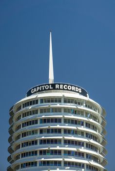 HOLLYWOOD, CA/USA - APRIL 18, 2015: Historic Capitol Records Building. Capitol Records is a major American record label that is part of the Capitol Music Group.