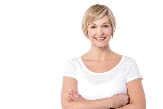 Confident woman posing casually to camera