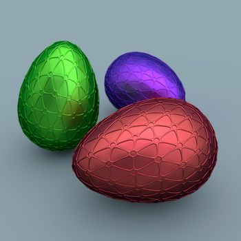 Variety of Easter eggs, jewelry eggs. close-up illustration.