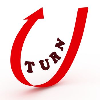 Illustration of a curved arrow with the word "Turn" in the middle