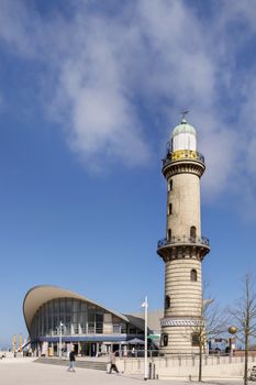 Image of the lighthouse of Warnemunde on the Baltic Sea, Germany