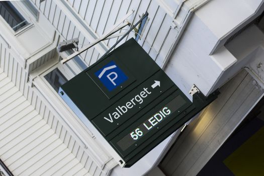 Wall Mounted Public Car Park Sign in Stavanger Harbour Norway.