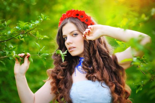 portrait of beautiful girl on nature background