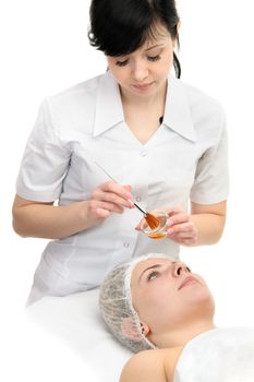 beauty salon, facial peeling mask with retinol and fruit acids