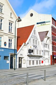 Street Scene of Buildings Strandkaien Waterfront Stavanger Harbour Norway