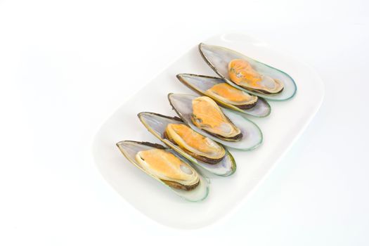 Fresh Mussels for grill isolate on white background