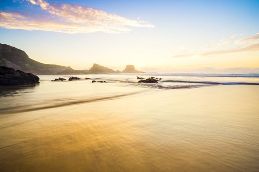 Beautiful orange sunset at the beach 