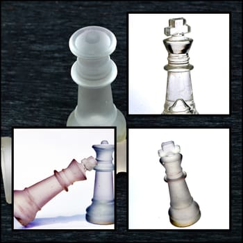 Picture of a Chess pieces, collage on a black background
