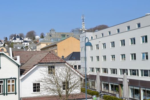 Downtown Sandnes Norway Skyline Old and New Buildings