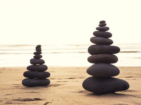 Zen balanced stones stack close up