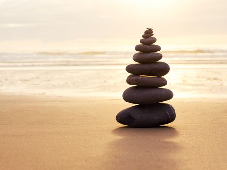 Zen balanced stones stack close up