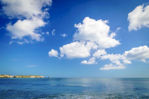 Blue sky and ocean beach in Portugal 