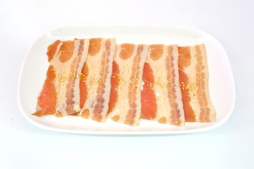 pork belly slice isolate on white background