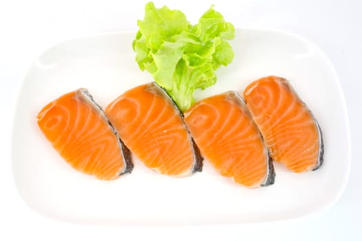 isolated slice of salmon