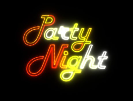 neon shining signboard with words party night