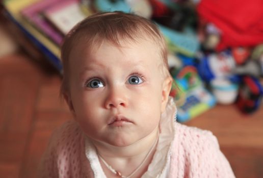 Bright closeup portrait of adorable baby