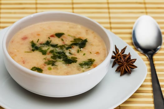 Vegetable soup with meatballs and potato