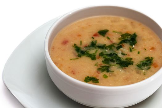 Vegetable soup with meatballs and potato