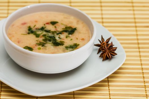 Vegetable soup with meatballs and potato