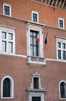 Piazza venezia in Rome, Italy, building balcony where it speak Duce Benito Mussolini