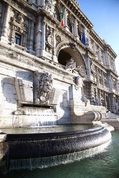  Italian Palace of Justice with fountain in Rome, Italy