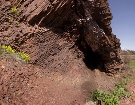 Fragment of rock schist, which is Skansen in Krivoy Rog in Ukraine