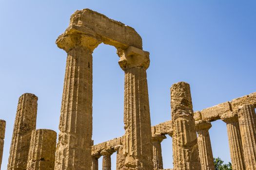 Ancient greek Temple of Juno Hera God, Agrigento, valley of temples, Sicily, Italy