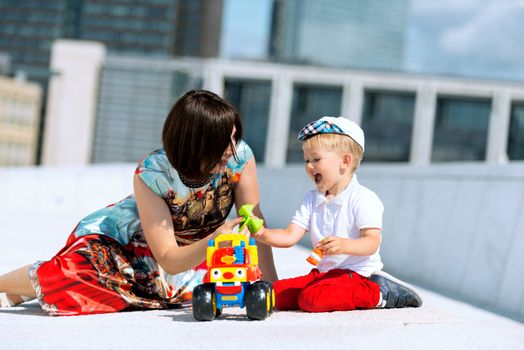 Mother and son happy moments