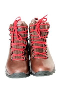 A pair of hiking boots. Isolated on white background