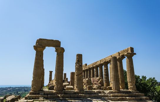 Ancient greek Temple of Juno Hera God, Agrigento, valley of temples, Sicily, Italy