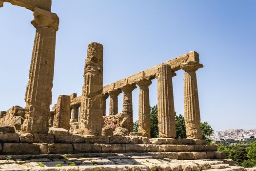 Ancient greek Temple of Juno Hera God, Agrigento, valley of temples, Sicily, Italy