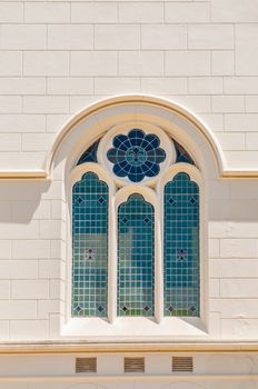 Stained glass window in the Dutch Reformed Church, Noorder-Paarl, also known as the Tower Church.