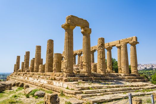 Ancient greek Temple of Juno Hera God, Agrigento, valley of temples, Sicily, Italy