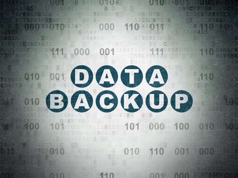 Information concept: Painted blue text Data Backup on Digital Paper background with Binary Code, 3d render