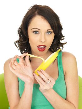 Healthy Young Woman Holding a Banana
