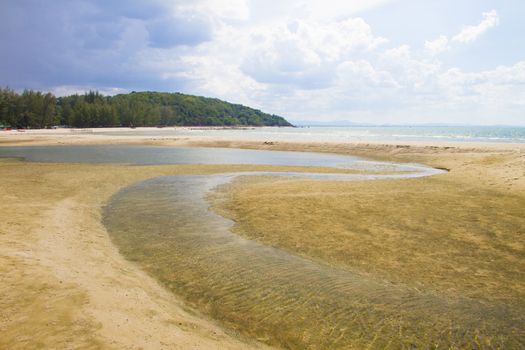 Sakom beach , A Separated sea of songkhla Thailand.