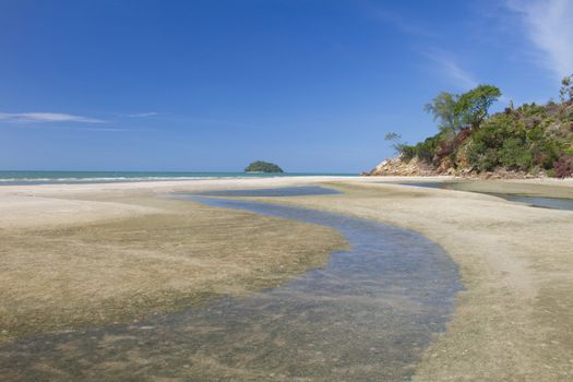 Sakom beach , A Separated sea of songkhla Thailand.