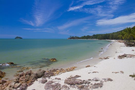 Sakom beach , A Separated sea of songkhla Thailand.