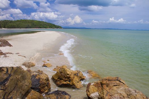 Sakom beach , A Separated sea of songkhla Thailand.