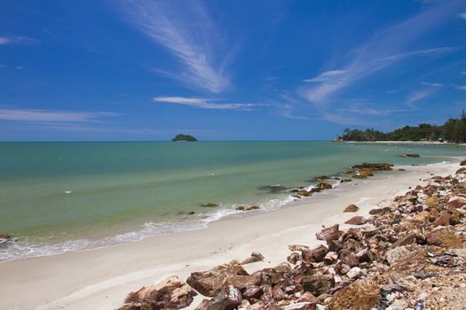 Sakom beach , A Separated sea of songkhla Thailand.
